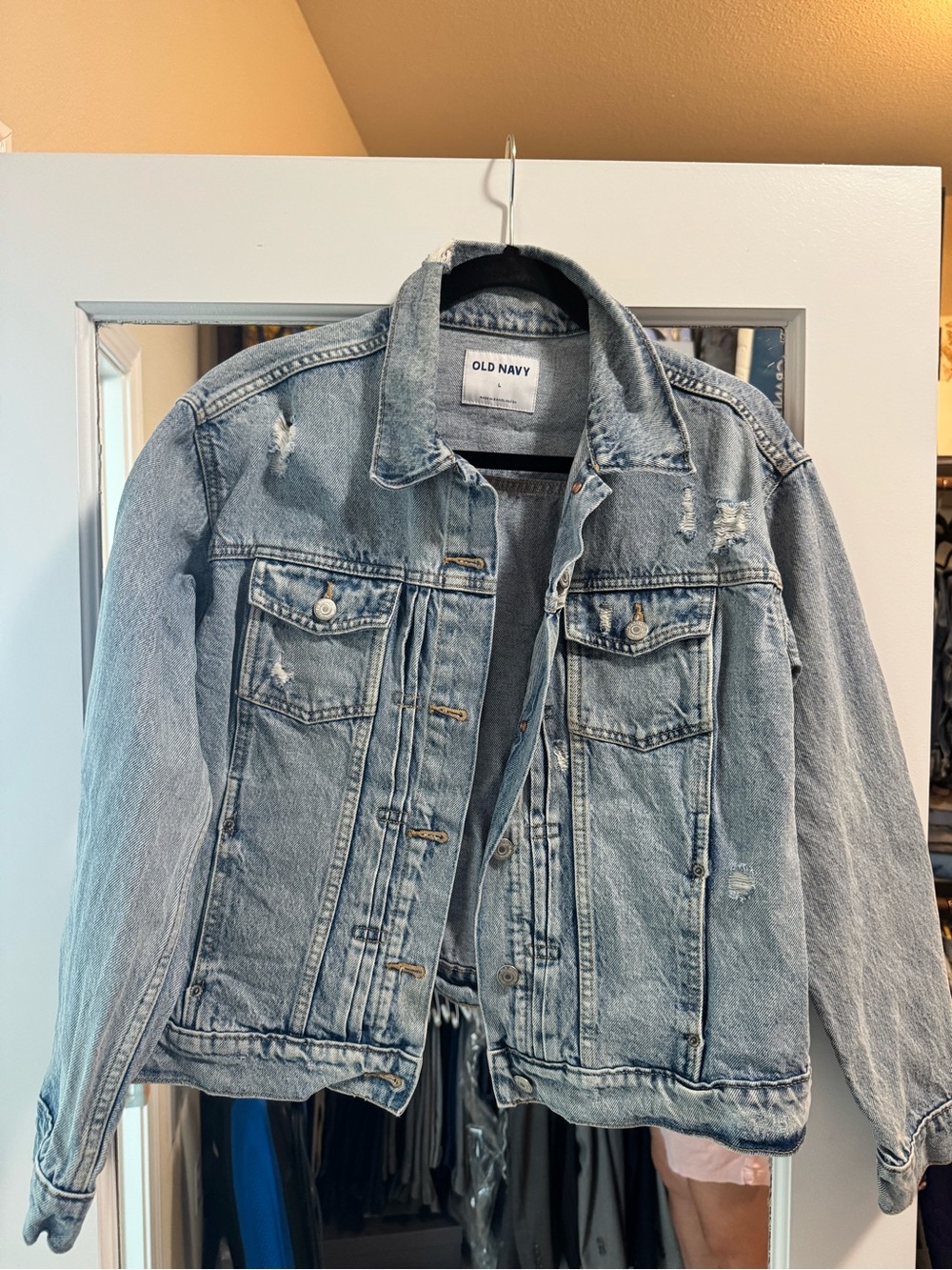Old Navy Light Blue Distressed Denim Jacket